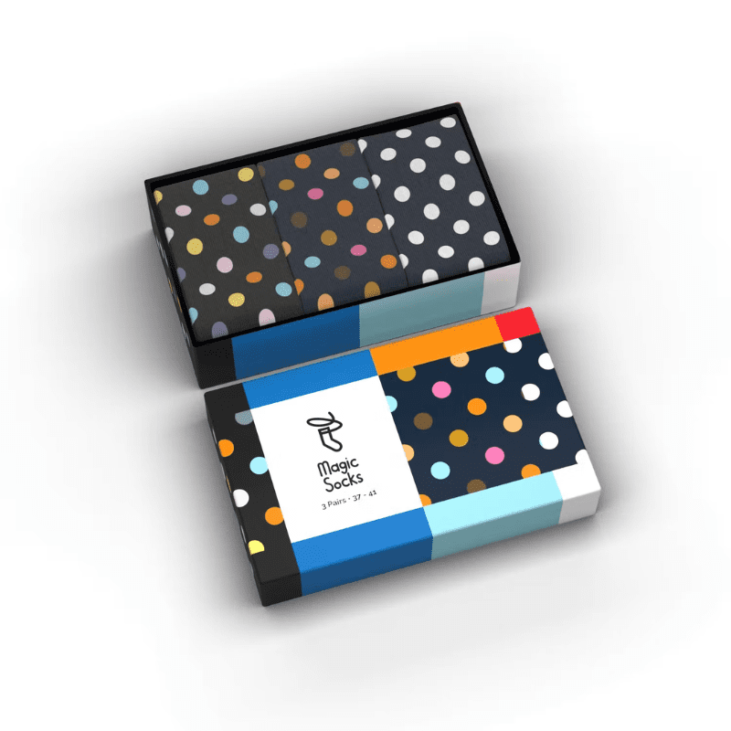 Magic Socks gepunktete Socken in Geschenkverpackung - 3 Paar