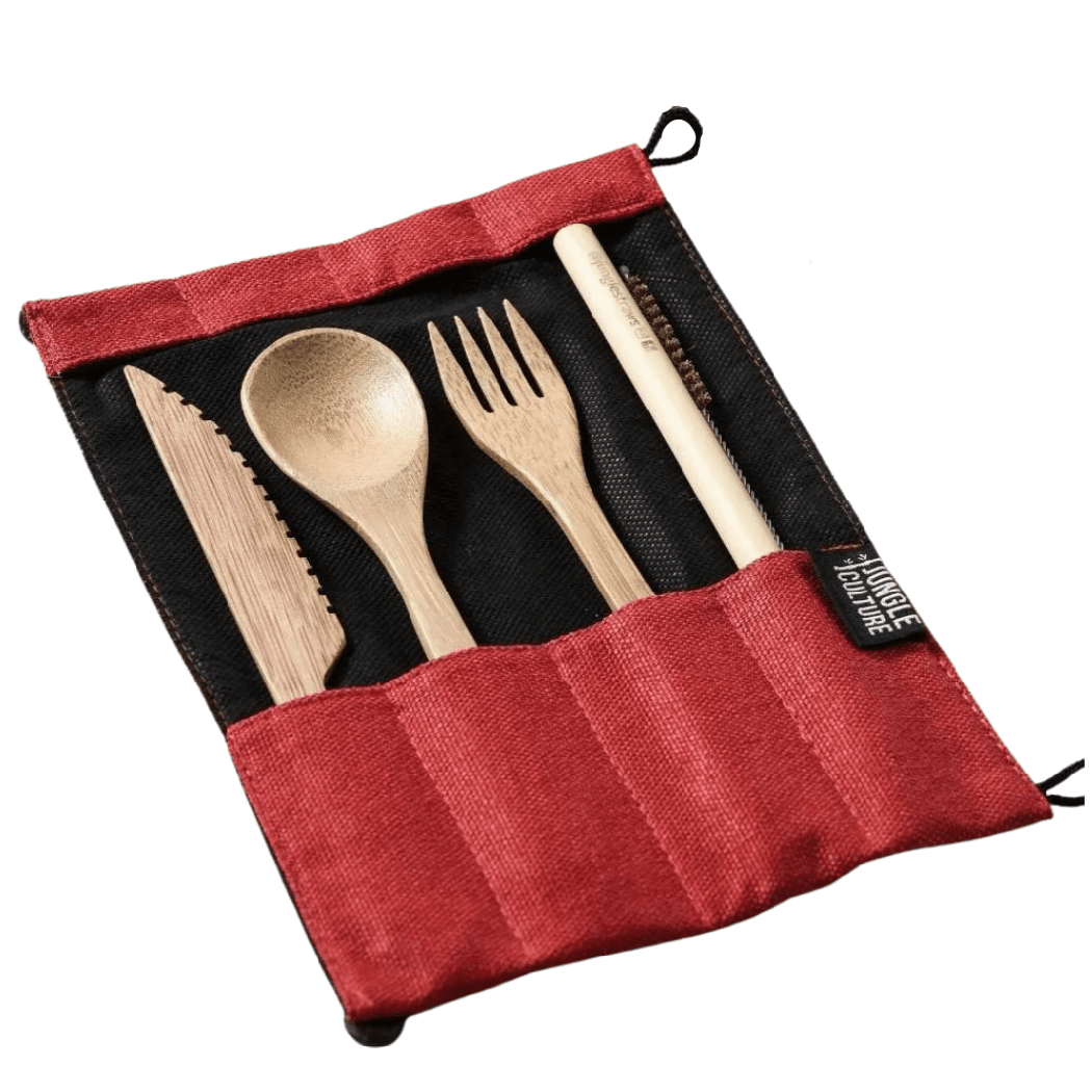 Picknickset Bambus hell - rot - Jungle Culture - Picknickset | Waya