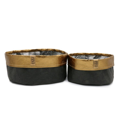 Papierbehälter schwarz mit Kupferrand - verschiedene Größen - Aufbewahrung - SIZO | Waya